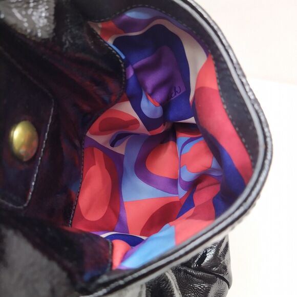 Coach Resort Black Patent Leather Drawstring Pockets Hobo Shoulder Bag - Picture 10 of 16